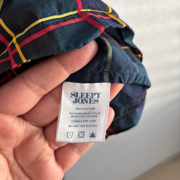 Sleepy Jones Marina Pajama Set in Holiday Navy Plaid - Size Medium - Picture 9 of 10